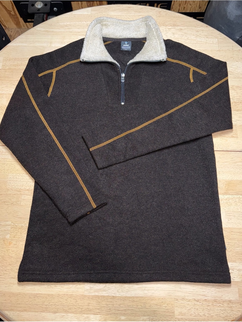 Kuhl Alfpaca 1/4 Zip Fleece Pullover Sherpa Brown Sweater Mens Small Outdoors